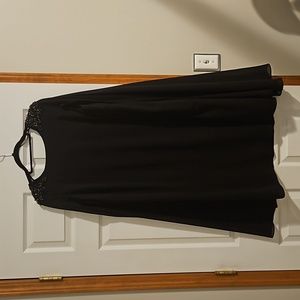 Cape dress with beaded shoulder detail